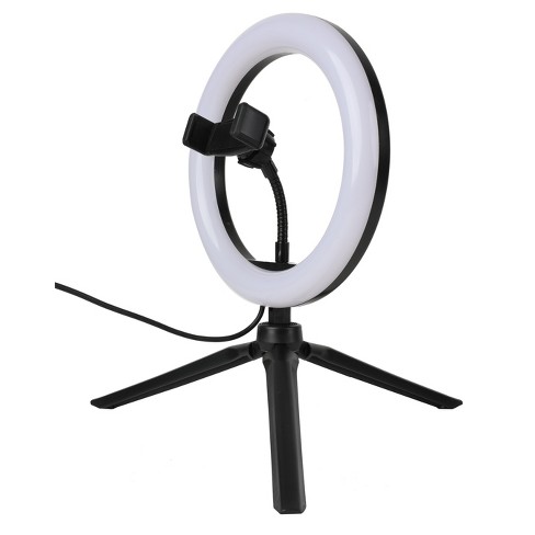 Selfie Ring Light with Phone Camera Holder Professional Live Stream - Black