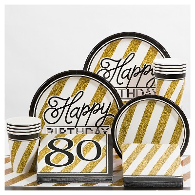 80th Birthday Party Decorations Kit Black Gold Target