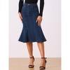 INSPIRE CHIC Women's High Waist Fishtail Ruffle Denim Jean Skirt - 3 of 4