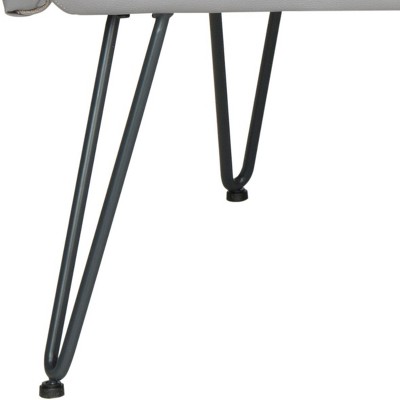 Gray Faux Leather Flared Arm Settee with Metal Legs