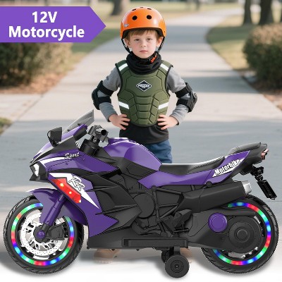 YOOCOZZ 12V Children's Electric Motorcycle - USB & MP3 Connectivity (3-4 Years), Violet