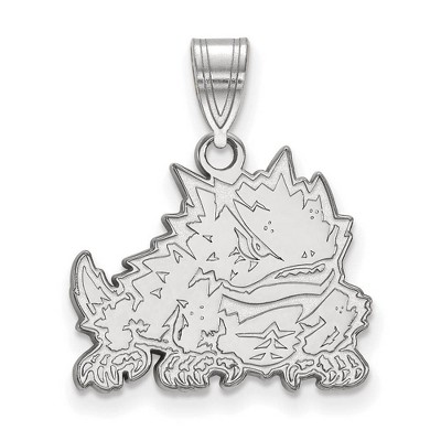 Black Bow Jewelry 14k White Gold Texas Christian Horned Frogs NCAA Medium Pendant