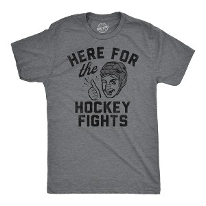 Mens Funny T Shirts Here For The Hockey Fights Sarcastic Ice Hockey Tee For Men - Crazy Dog Men's T Shirt - 1 of 4