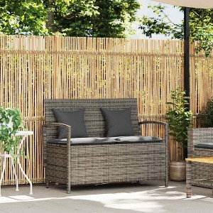 vidaXL Garden Storage Bench Grey PE rattan and powder-coated steel Large - 1 of 4