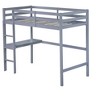 DOMETOUR Twin High Loft Bed, Rubber Wood  Loft Bed with Safety Guardrail, built-in desk, ladder,Grey - 2 of 4
