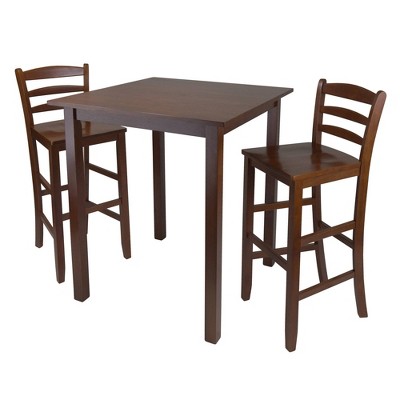 3pc 29" Parkland Counter Height Dining Set with Ladder Back Stool Antique Walnut - Winsome