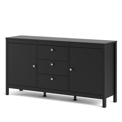 Madrid Black Matte 2 Door Sideboard with 3 Drawers