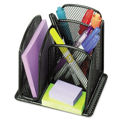 Safco Onyx Mini Organizer with Three Compartments Black 6 x 5 1/4 x 5 1/4 3250BL