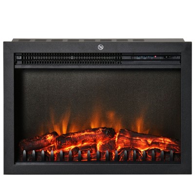 NicBex 24" Electric Fireplace Insert with 3D Realistic Flame,750W/1500W Heater Fireplace with Adjustable Brightness and Overheating Protection,Black