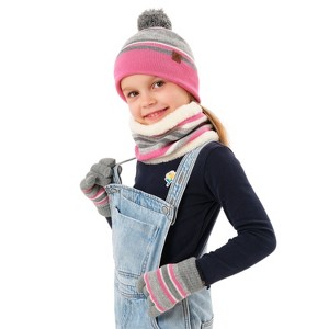 NPolar Winter Kids  Beanie Hat and Glove Scarf Set Beanie Neck Warmer Mittens for 4-7-Year-Old Kids - 1 of 4