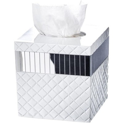 Creative Scents Quilted Mirror White Square Tissue Box