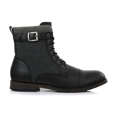 Polar Fox Mens Elijah MPX808566 Duo-Texture Cap-Toe Combat Boots with Zipper Closure
