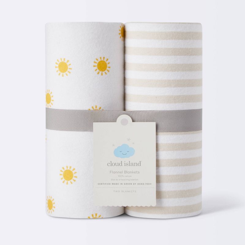Flannel Swaddle Baby Blankets - Yellow Sun and Stripe - 2pk - Cloud Island&#8482;, 5 of 6