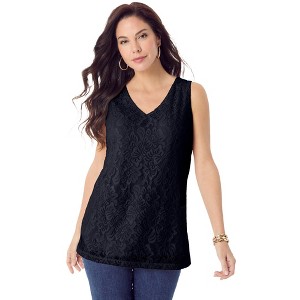 Roaman's Women's Plus Size V Neck Cami - 1 of 4