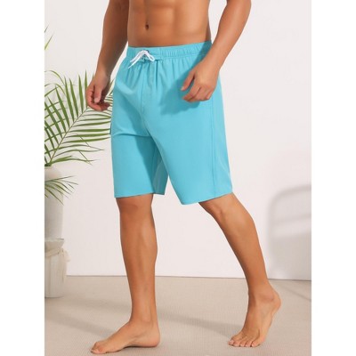 INSPIRE CHIC Men's Multiple Pockets Drawstring Waist Summer Long Board Shorts 30 Light Blue — фото 2