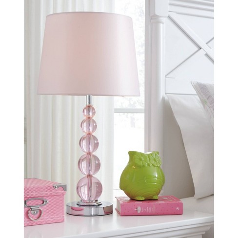 Signature Design By Ashley Letty Table Lamp Pink Crystal Base Polyester Shade 1 way Switch Girls Bedroom Decor Target