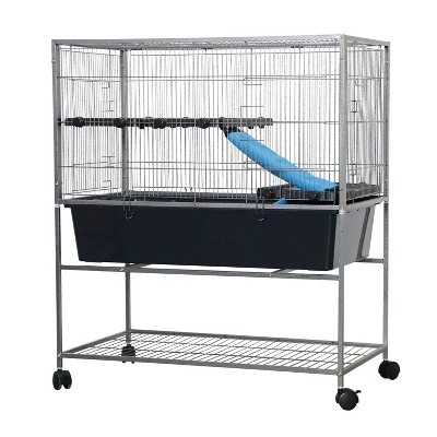 Hamster Cage, Small Animal Cage with Deep Tray, Storage Shelf & Wheels, Pet Habitat for Ferret, Guinea Pig Cage, Hedgehog, Chinchilla
