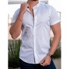 Men's Muscle Dress Shirts Slim Fit Stretch Banded Collar Short Sleeve Casual Button Down Shirt - 4 of 4