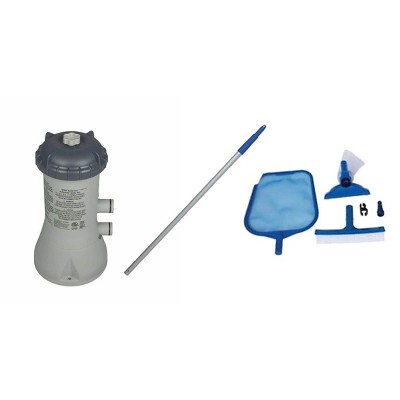 Intex 1000 GPH Pool Cartridge Filter Pump & Maintenance Kit with Vacuum Skimmer