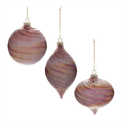 Iridescent Swirl Glass Ornament (Set of 6)