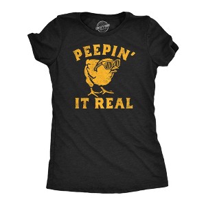 Womens Peepin It Real Funny T Shirt Sarcasic Graphic Tee For Ladies - Crazy Dog Women's T Shirt - 1 of 4