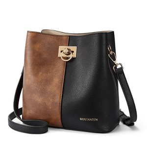 Generic Crossbody Bucket Shoulder Bags Vegan Leather Purse Cross Body Handbag Multiple Pockets Black - 1 of 4