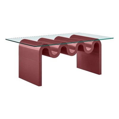 Ondine Spiced Apple Wood and Glass Retro Coffee Table