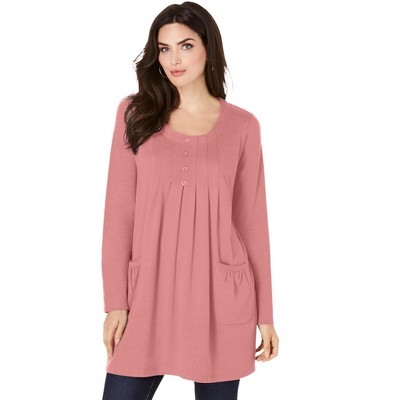 Roaman's Women's Plus Size Long Sleeve Two Pocket Soft Knit Tunic