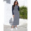 Women's Stripe Hoodie Dress Long Sleeve Side Slit Sweatshirts Maxi Dresses with Front Pocket - 4 of 4