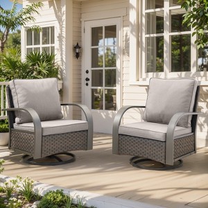 Outdoor Swivel Chair Patio Glider Chair with High Back Chair Set of 2 - 1 of 4