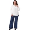 Women's Plus Size Ruffle Stand Collar Long Sleeve Curved Hem Business Work Office Button Down Shirt - Agnes Orinda 1X White - 3 of 4