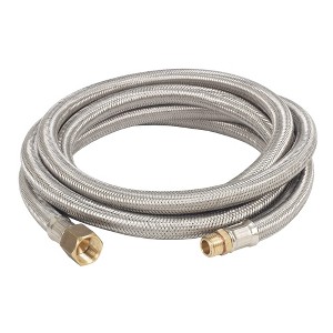 Bayou Classic M7910 10-ft Stainless Braided LPG Hose Features 1/4-in MNPT x 3/8-in Flare Swivel Brass Connector - 1 of 1