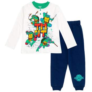 Teenage Mutant Ninja Turtles Donatello Raphael Leonardo Henley T-Shirt and French Terry Pants Outfit Set Toddler to Big Kid