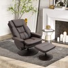 PU Leather Recliner Chair with Ottoman, Swivel Recliner and Ottoman with Round Wrapped Base for Living Room - 2 of 4
