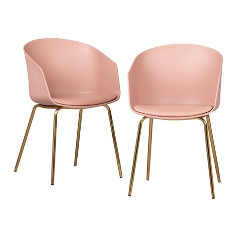 Set Of 2 Flam Dining Chairs With Gold Metal Legs Pink South Shore Target