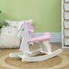 Qaba Little Wooden Rocking Horse Toy for Kids' Imaginative Play, Children's Small Baby Rocking Horse Ride-on Toy for Toddlers 1-3, Pink and White - 2 of 4