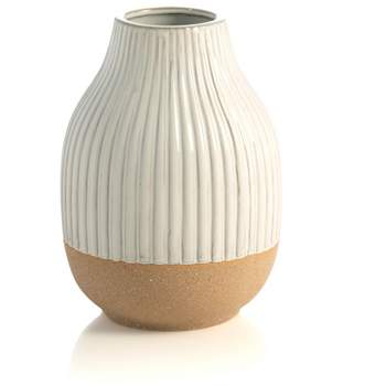 Shiraleah White Decorative Loma Vase with Terrecotta base