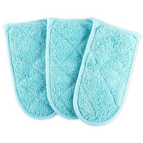 3pk Cotton Terry Pan Handles Aqua - Design Imports : Target