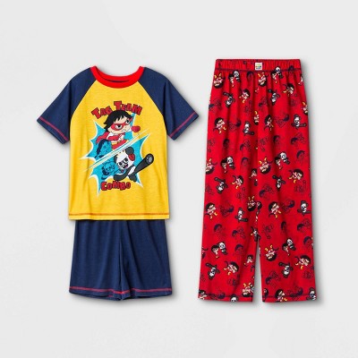 Boys' Ryan's World Ninja 3pc Pajama Set - Blue/Red M