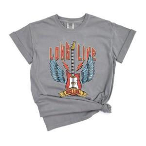 Simply Sage Market Women's Long Live Rock And Roll Colorful Short Sleeve Garment Dyed Tee - 1 of 2