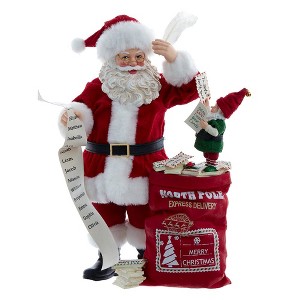Kurt Adler 10.5 Inch Fabriché Santa with Mail and Elf - 1 of 4