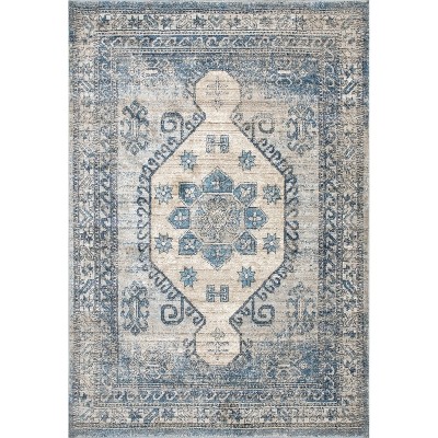Nuloom Alexis Oriental/Persian 4x6 Indoor Area Rug for Living Room Bedroom Dining Room Kitchen, Blue/Ivory