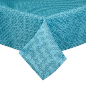 Design Imports  Storm Blue Tonal Lattice Print Outdoor Tablecloth With Zipper 60X120 - 1 of 4