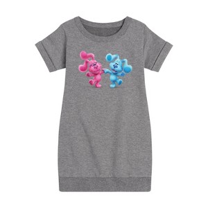 - Blue's Clues & You! - Happy Blue Graphic Short Sleeve Fleece Dress - 1 of 4