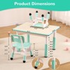 Kids Table and Chairs Set, Toddler Height Adjustable Desk with Graffiti Desktop, 4 Seats - 3 of 4