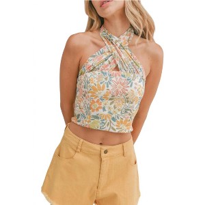 Women's Dream On Twist Crop Tank Top - Sadie & Sage - 1 of 2