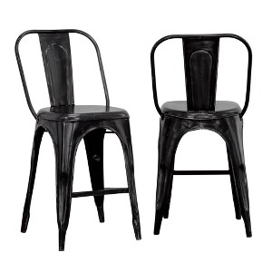 Treasure Trove Accents 2pk Inkwell Counter Height Dining Chairs Black: Sturdy Metal Frame, No Assembly Required - 1 of 4