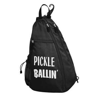 Sweet Jojo Designs Neutral Pickleball Bag Sling Backpack Pickle Ballin' Black
