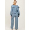 Pinkblush Light Blue RIbbed Half Zip Pullover Wide Leg Pant Maternity Set - 4 of 4