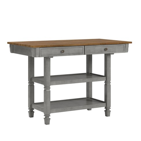 Keyla Antique Two-toned Kitchen Island Gray - Inspire Q: Rubberwood ...